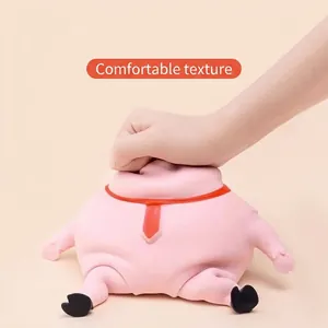 Giocattolo Squishy Maialino Rosa Riempito Di Sabbia Spaziale Per Alleviare Lo Stress Morbido Giocattolo Fidget TPR Con Cravatta Rossa