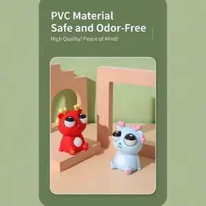Set di statuette creative a forma di drago antistress in PVC rosso e blu vivace