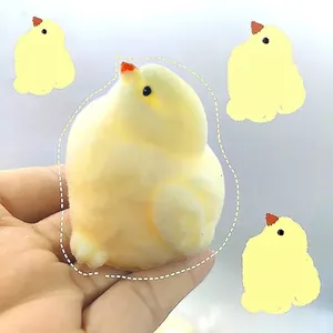Soft flocked yellow chick squishy toy stress relief squeeze toy for kids and adults