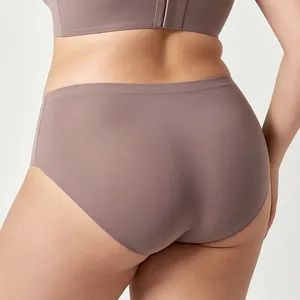Rückansicht nahtlose hochelastische brasilianische Slip in Malve für große Größen
