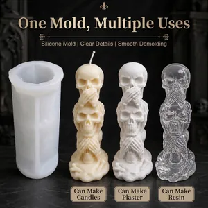 Halloween Silicone Molds Skull Pumpkin Coffin For DIY Scented Candle Soap Plaster Making Flexible Food Grade