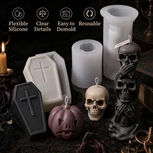 Professional Halloween skull and coffin silicone molds for DIY gothic scented candle making