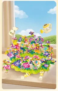 Colorful DIY flower garden building toy set with variety of blossoms for creative girls