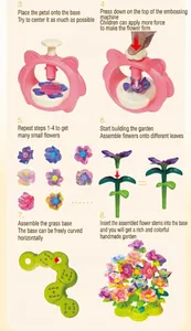 Detailed assembly guide for DIY flower press toy showing step-by-step instructions.