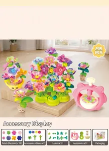 DIY flower garden building toy set with 215 components including petals and leaves