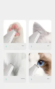 Détail de la tondeuse pour animaux sur les pattes, oreilles et zones sensibles.