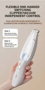 Détail de la tondeuse pour animaux avec aspirateur intégré et réglages double mode