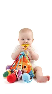 Jouet sensoriel à tirer pour bébé avec anneau de dentition en silicone souple