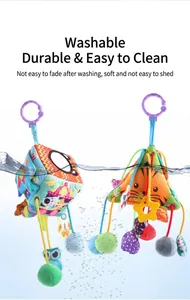 Jouets suspendus en peluche lavable pour poussette avec éléments de dentition sensoriels