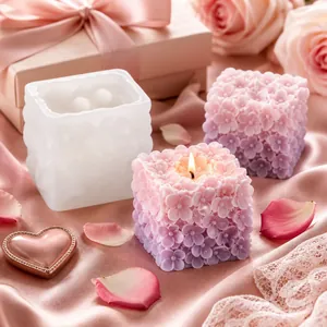 Molde de silicona premium para velas aromáticas de flores de hortensia cuadradas DIY