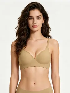 Seamless wireless bra featuring soft support and an elegant U-back design in nude color