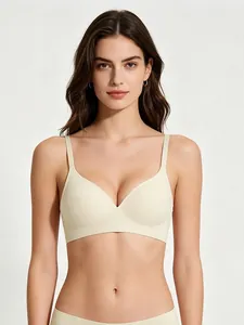 Comfortable seamless nude jelly bra with U-back design and soft support details