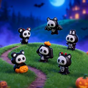 Figurina Animale Scheletro di Halloween Ornamento in Resina Miniatura Teschio per Micro Paesaggio Fai da Te Decorazione da Tavolo Regalo di Halloween