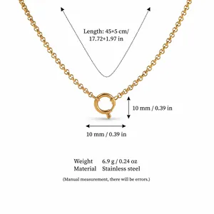 Collier en acier inoxydable doré avec mesures détaillées du fermoir à ressort 10 mm