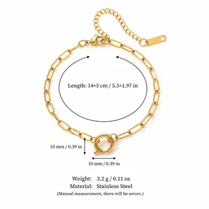Bracelet délicat en acier inoxydable plaqué or avec chaîne trombone et fermoir à ressort