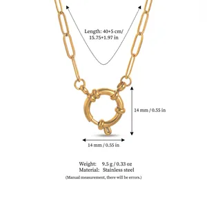 Collier chaîne trombone en acier inoxydable avec dimensions du fermoir à ressort