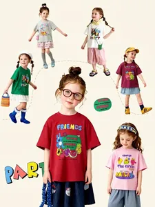 Colección colorida de camisetas de algodón para niñas con vibrantes gráficos de dibujos