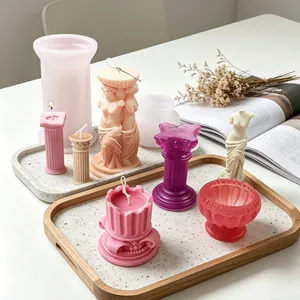 Columna Romana Retrato De Diosa Clásica Molde De Silicona Para DIY Vela Aromaterapia Yeso Estilo Griego Hecho A Mano
