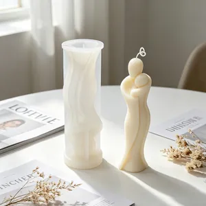 Molde de silicona para vela de aromaterapia DIY con diseño abstracto de pareja abrazándose
