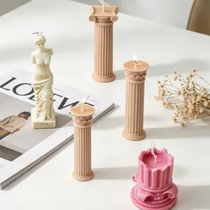 Velas decorativas con forma de columnas romanas y estatua de Venus para el hogar