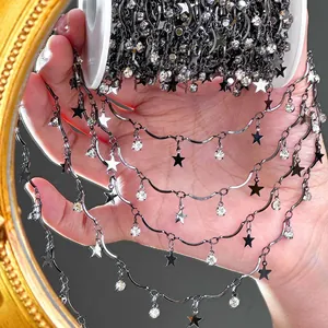 Elegant layered star rhinestone copper chain for DIY jewelry accessories and apparel.