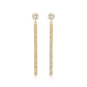 925 Sterlingsilber Lange Quaste Strass Ohrstecker Für Damen Elegante Voll Besetzte Lineare Hängeohrringe Schmuck