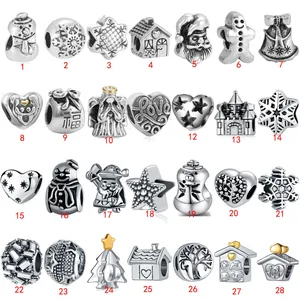 Legierung Altsilber Weihnachten Schneemann Schneeflocke Santa Baum Charms Für DIY Armband Herstellung Damen Schmuck Zubehör