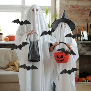 Detailed macro shot of 3D double-layer black bat wall stickers for Halloween decor