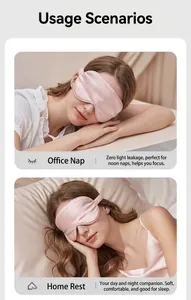 Masque de sommeil en soie rose pour le bureau et la maison, occultation totale garantie.