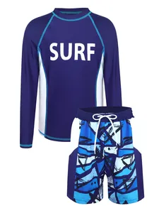 Ensemble de maillot de bain pour garçon avec haut à manches longues et short imprimé