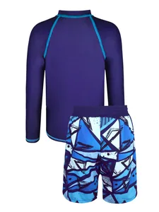 Ensemble de natation 2 pièces pour garçons avec rashguard à manches longues et short