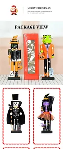 Gedetailleerde 25cm Halloween houten notenkrakers met heks skelet en kat ontwerpen