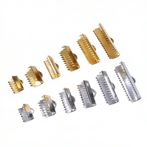Stainless steel ribbon crimp ends for DIY jewelry making in gold and silver finish