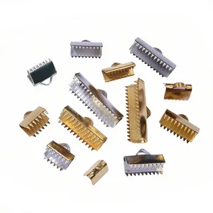 Stainless Steel Ribbon Crimp Ends Cord Clamps Fold Over Tips Connector DIY Jewelry Making Findings Gold Silver Plated Multi Size
