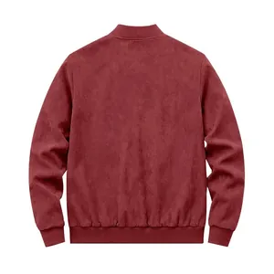 Vue arrière d'un blouson aviateur en daim bordeaux de haute qualité pour les hommes