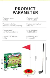 Infographie des paramètres d'un ensemble de golf pour enfants avec dimensions et LED