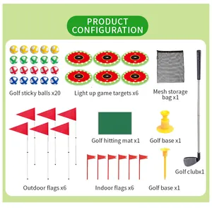 Ensemble de golf complet pour enfants avec cibles lumineuses, balles collantes et club