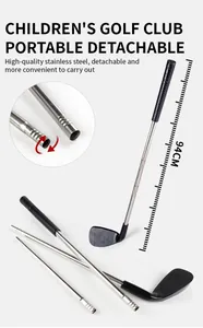 Club de golf amovible pour enfants en acier inoxydable, longueur de 94 cm portable