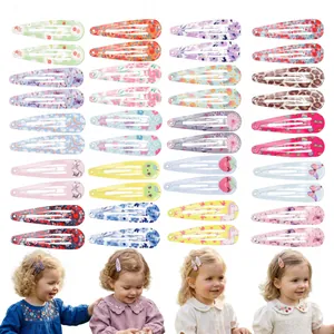Kids Colorful Painted Metal BB Hair Clips Cute Floral Animal Fruit Pattern Snap Clips Girls Hair Accessories Styling Gift
