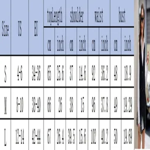 Detailed size chart for women's sleeveless denim vest including S, M, and L measurements