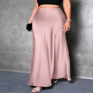 Elegante satinierte Maxi-Rock mit hoher Taille in Altrosa und glatter Meerjungfrau-Silhouette