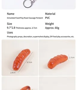 Modello realistico di salsiccia grigliata in PVC per scena con dimensioni dettagliate