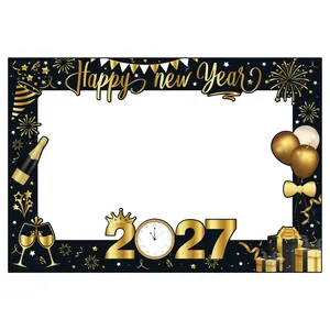 Cornice Per Foto Buon Anno 2026 Nero Oro Carta Decorazione Per Feste Accessori Selfie
