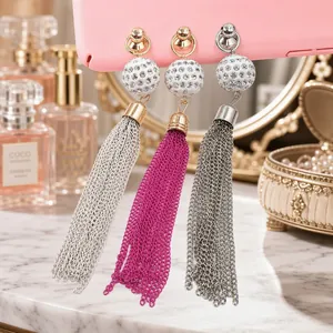 Ciondolo con Nappina in Lega e Strass Fai da Te per Custodia Telefono Borsa Accessori Creazione Gioielli Lussuosa Nappina a Catena Lunga