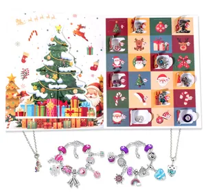 Calendario dell'Avvento gioielli con bracciali di cristallo DIY e pendenti per ragazze