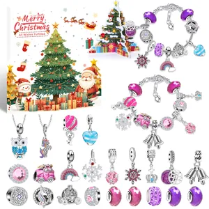 Kit per la Creazione di Braccialetti di Natale Fai-da-Te per Ragazze Pendenti in Lega di Zinco Perline di Cristallo Regalo