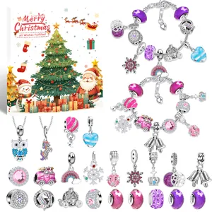 Kit braccialetto di Natale fai-da-te per bambine con perle di cristallo e ciondoli festivi