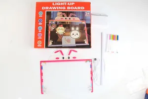 Complete cartoon light-up drawing board kit for kids with markers and USB cable