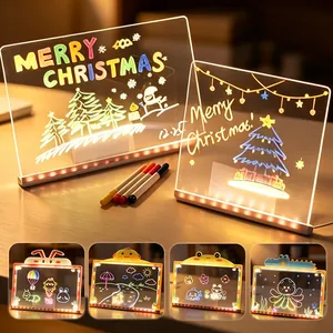 Creative cartoon LED glowing drawing board for kids with colorful erasable markers gift