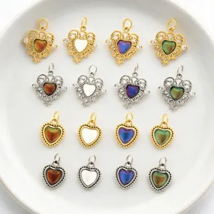 Detailed collection of various colorful crystal heart pendants for DIY necklace jewelry making